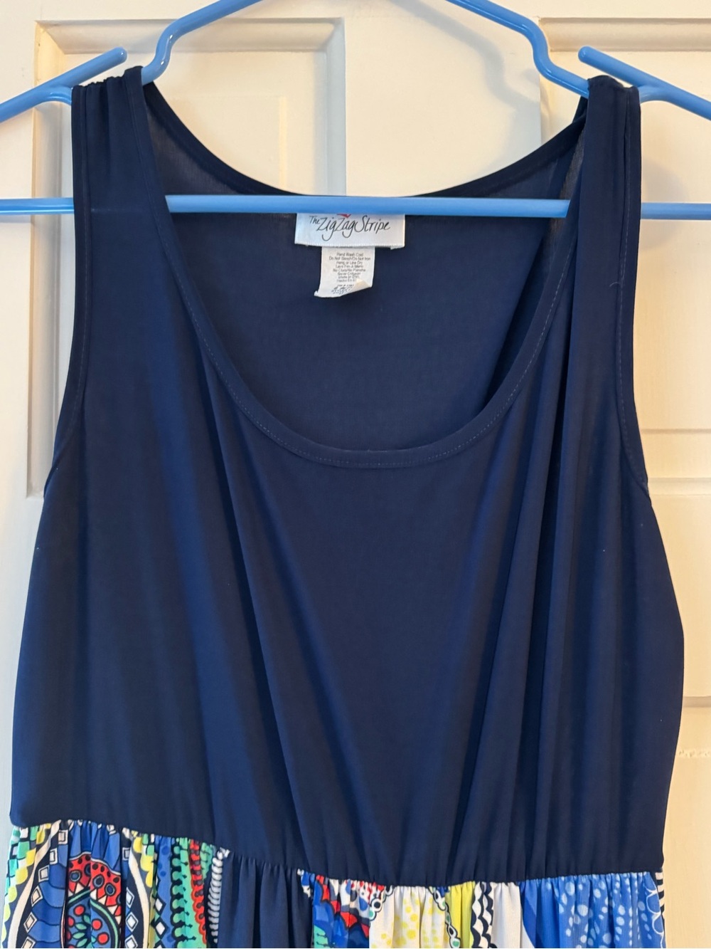 The Zig Zag Stripe Navy Sleeveless Tank Top